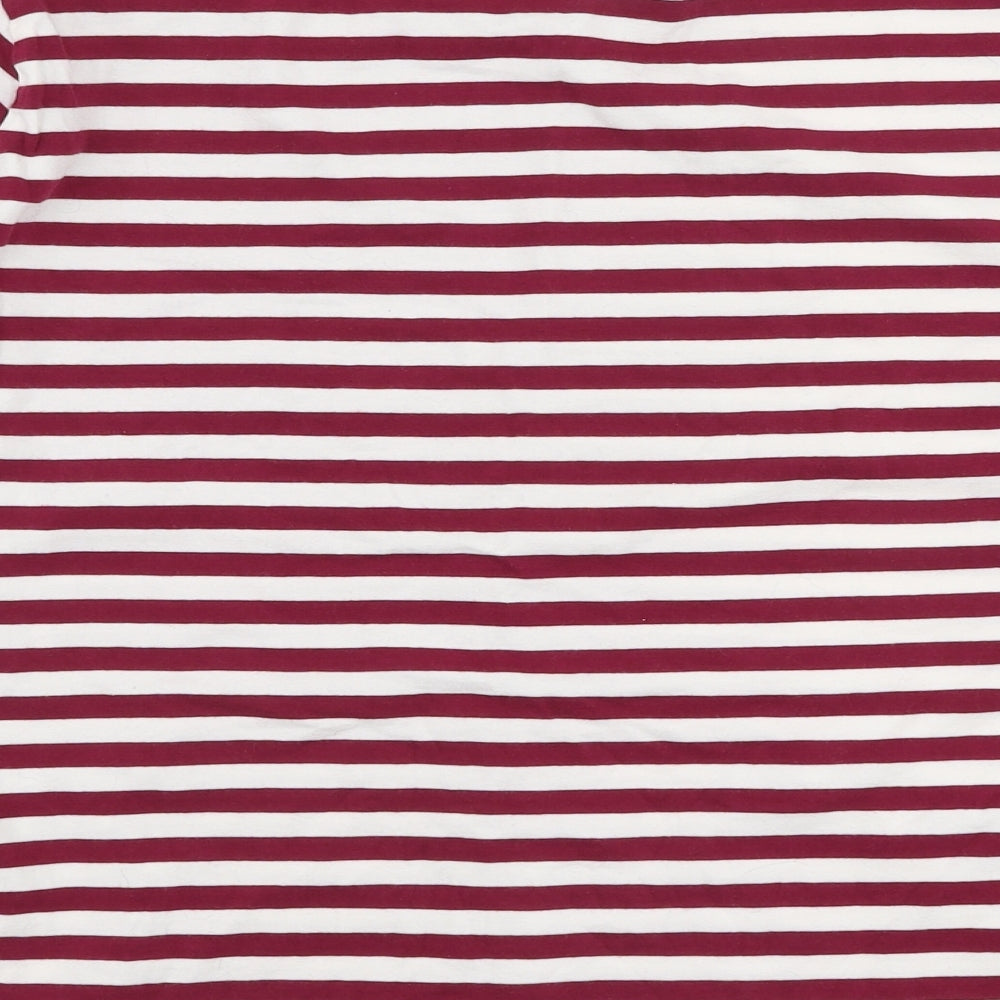 Dunnes Stores Womens Purple Striped Cotton Jersey T-Shirt Size L Round Neck