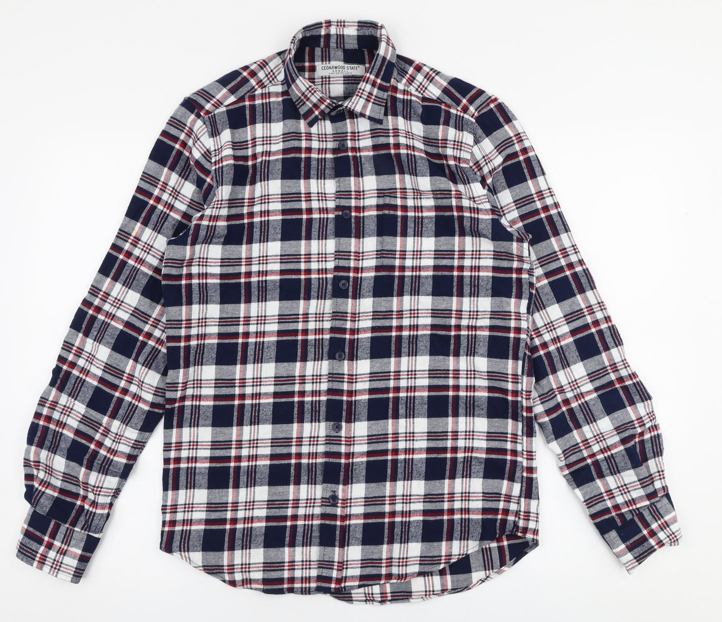 Cedar Wood State Mens Multicoloured Plaid Cotton  Button-Up Size XS Collared Button