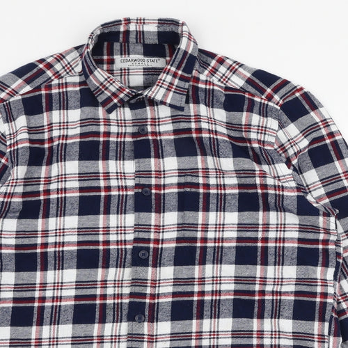 Cedar Wood State Mens Multicoloured Plaid Cotton  Button-Up Size XS Collared Button