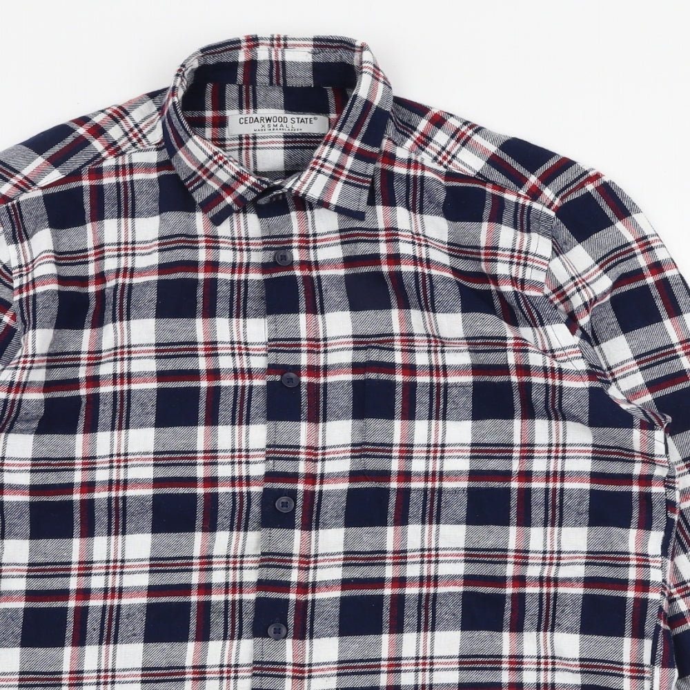 Cedar Wood State Mens Multicoloured Plaid Cotton  Button-Up Size XS Collared Button