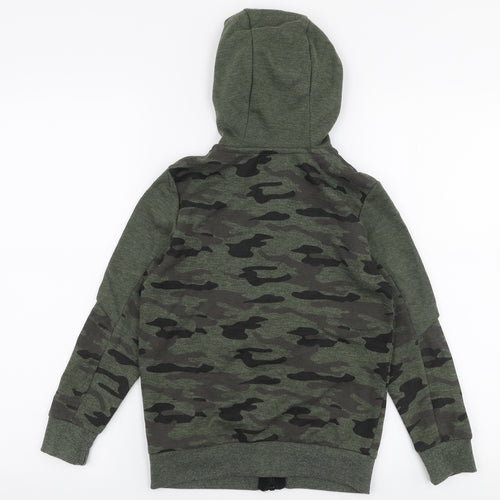 F&F Boys Green Camouflage Polyester Pullover Hoodie Size 7-8 Years  Zip