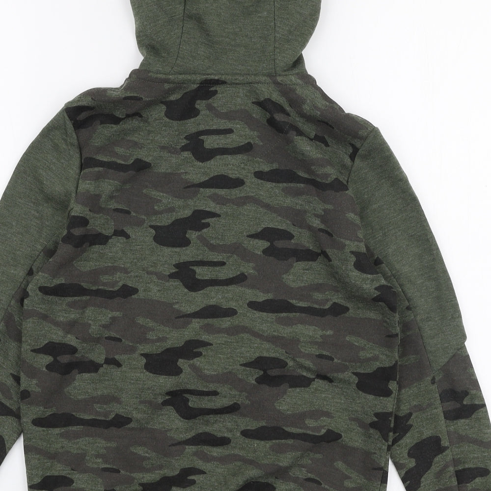 F&F Boys Green Camouflage Polyester Pullover Hoodie Size 7-8 Years  Zip
