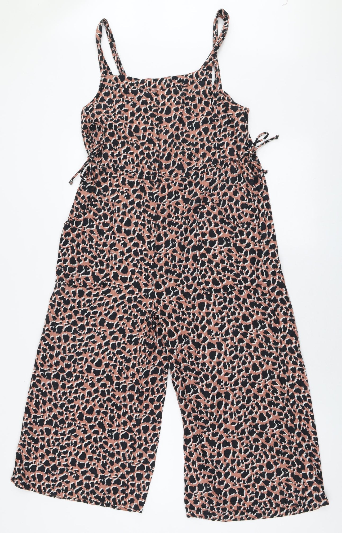 Emma Willis Womens Pink Animal Print Polyester Jumpsuit One-Piece Size 10 L19 in Pullover