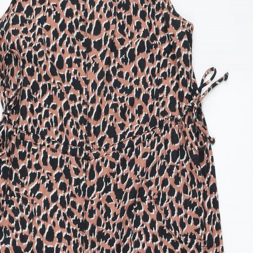Emma Willis Womens Pink Animal Print Polyester Jumpsuit One-Piece Size 10 L19 in Pullover