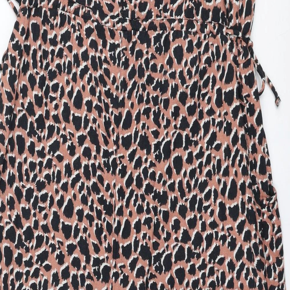 Emma Willis Womens Pink Animal Print Polyester Jumpsuit One-Piece Size 10 L19 in Pullover