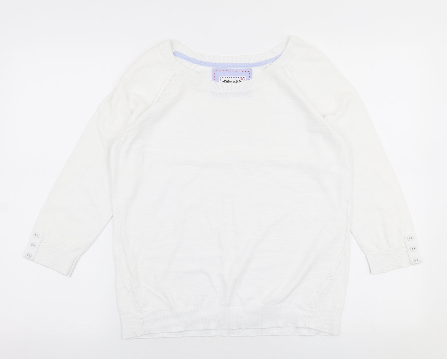 Marks and Spencer Womens White Round Neck  Polyester Pullover Jumper Size S