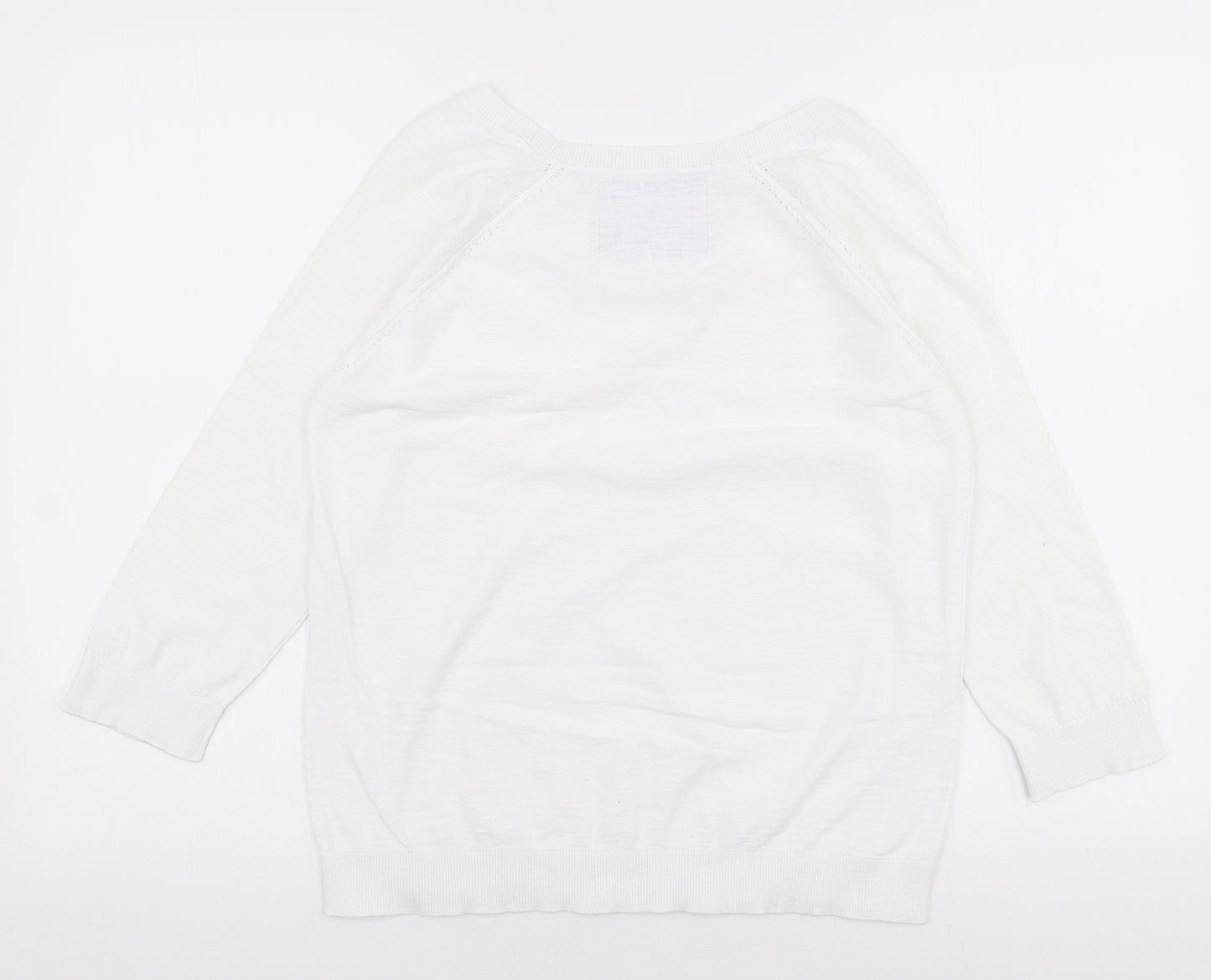 Marks and Spencer Womens White Round Neck  Polyester Pullover Jumper Size S