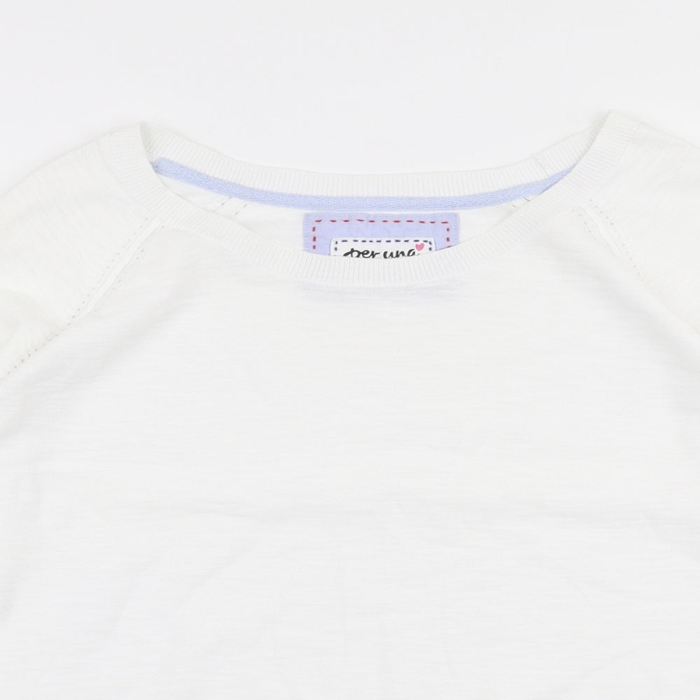 Marks and Spencer Womens White Round Neck  Polyester Pullover Jumper Size S
