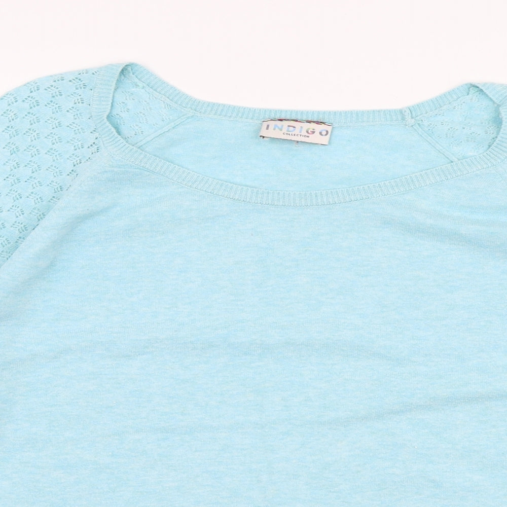 Marks and Spencer Womens Blue Round Neck  100% Cotton Pullover Jumper Size 14