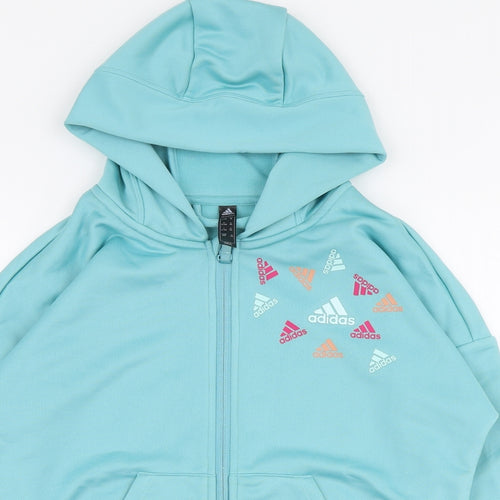 adidas Girls Blue  Polyester Full Zip Hoodie Size 11-12 Years  Zip