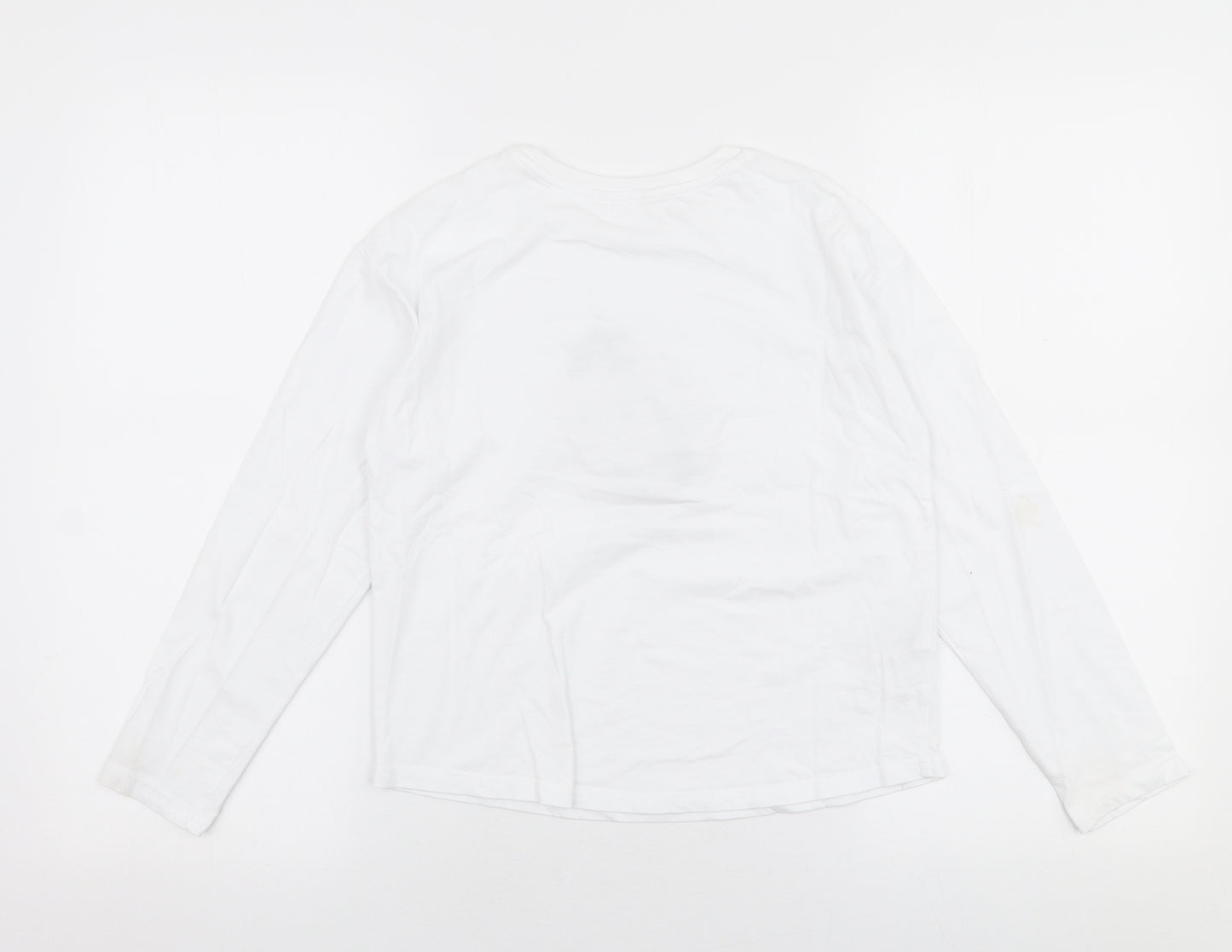 MNG Girls White  Polyester Jersey T-Shirt Size 10 Years Round Neck Pullover - Lady bird