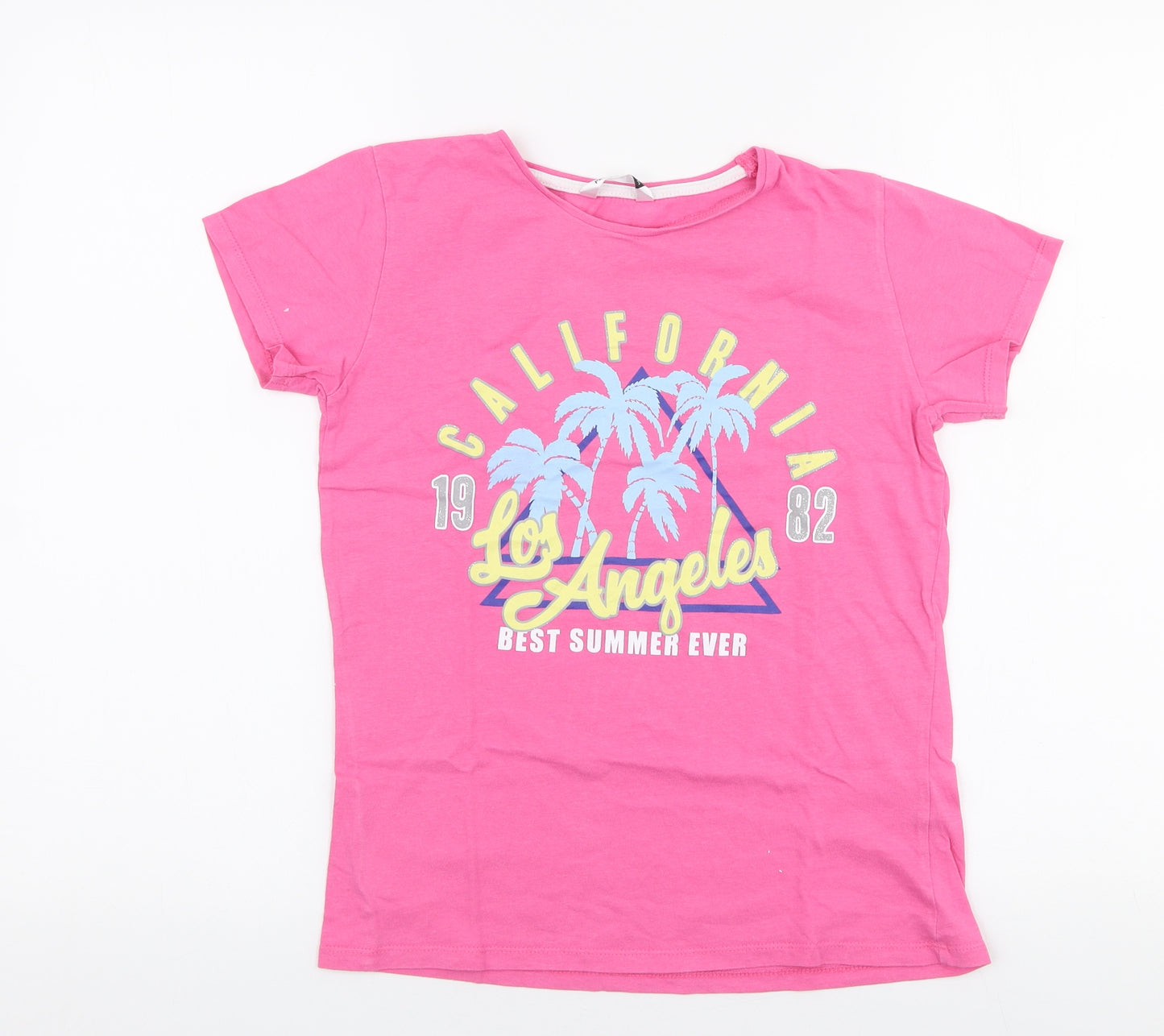 Pep & Co Girls Pink  100% Cotton Jersey T-Shirt Size 11-12 Years Round Neck Pullover - Los angeles