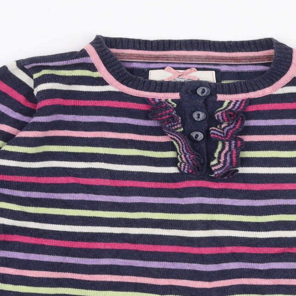 Debenhams Girls Multicoloured Round Neck Striped Polyester Pullover Jumper Size 8 Years  Pullover