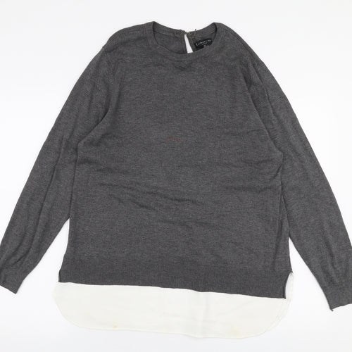 F&F Womens Grey Round Neck  Polyester Pullover Jumper Size 14