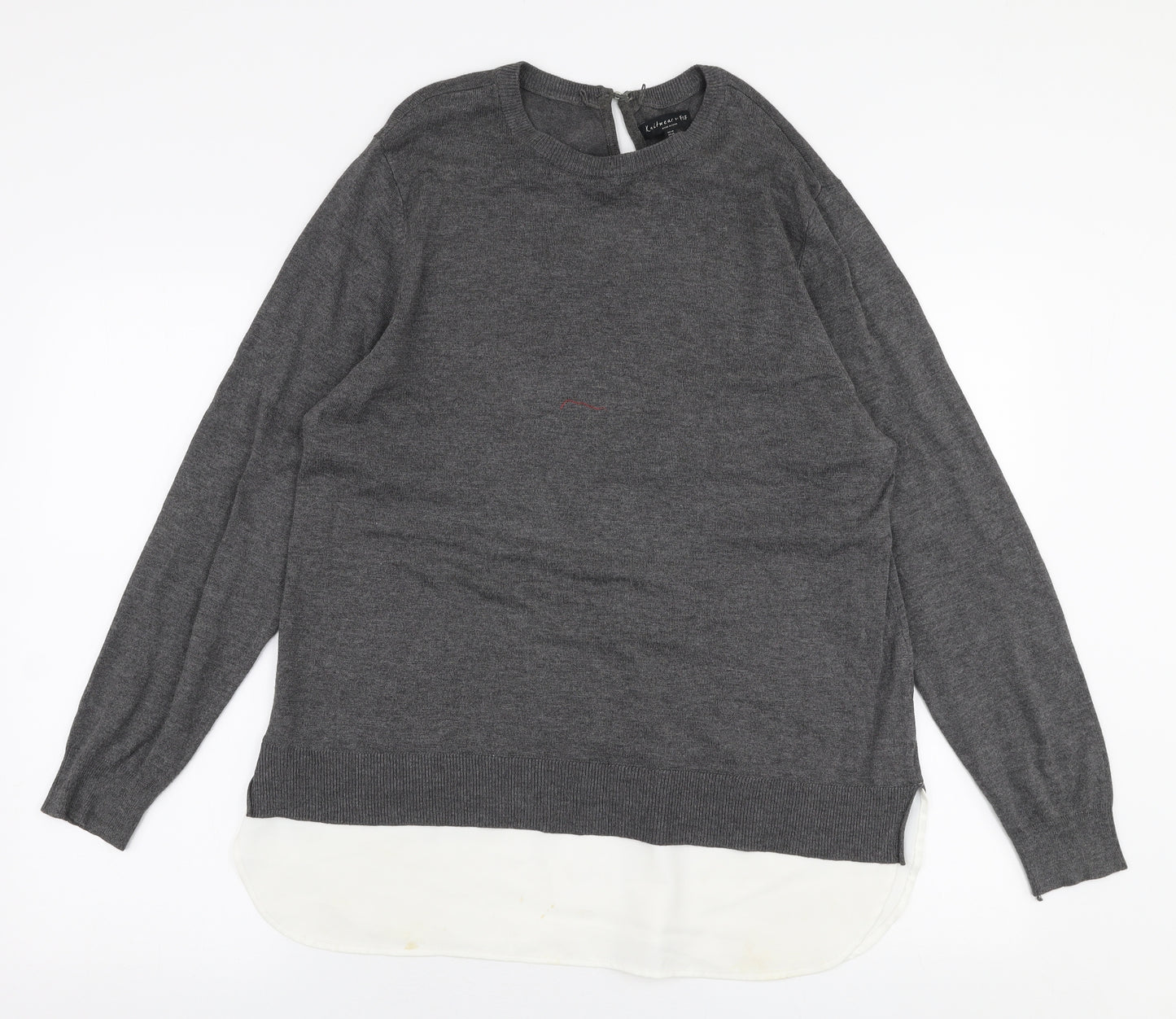 F&F Womens Grey Round Neck  Polyester Pullover Jumper Size 14