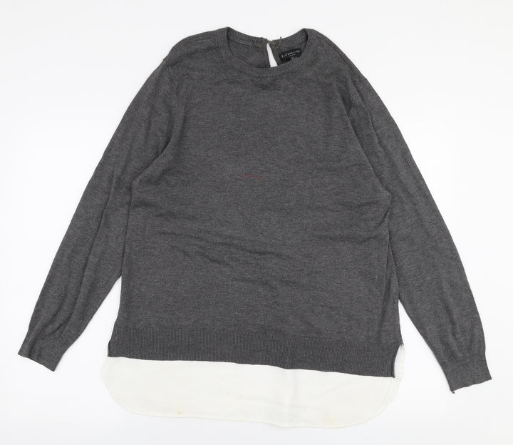 F&F Womens Grey Round Neck  Polyester Pullover Jumper Size 14