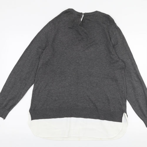 F&F Womens Grey Round Neck  Polyester Pullover Jumper Size 14