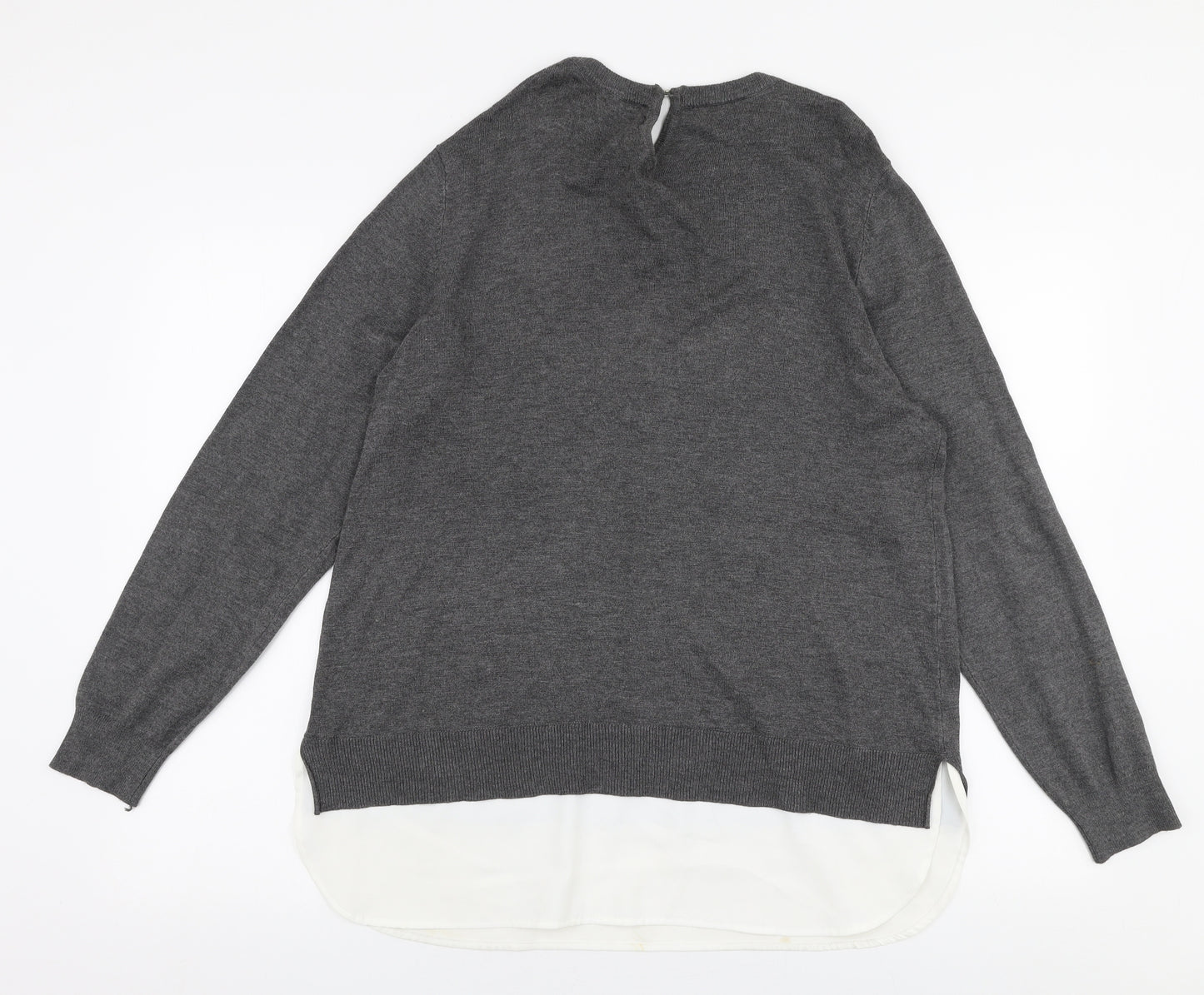 F&F Womens Grey Round Neck  Polyester Pullover Jumper Size 14
