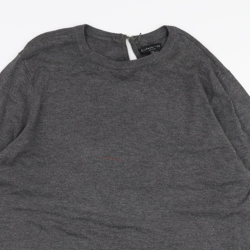 F&F Womens Grey Round Neck  Polyester Pullover Jumper Size 14