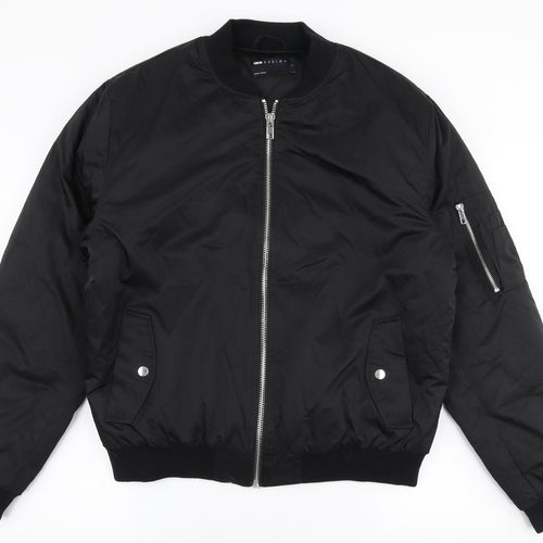 ASOS Mens Black   Bomber Jacket Coat Size L  Zip