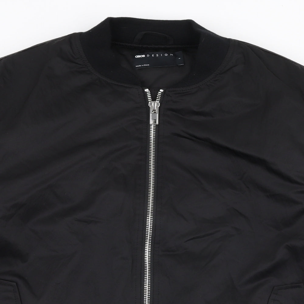 ASOS Mens Black   Bomber Jacket Coat Size L  Zip