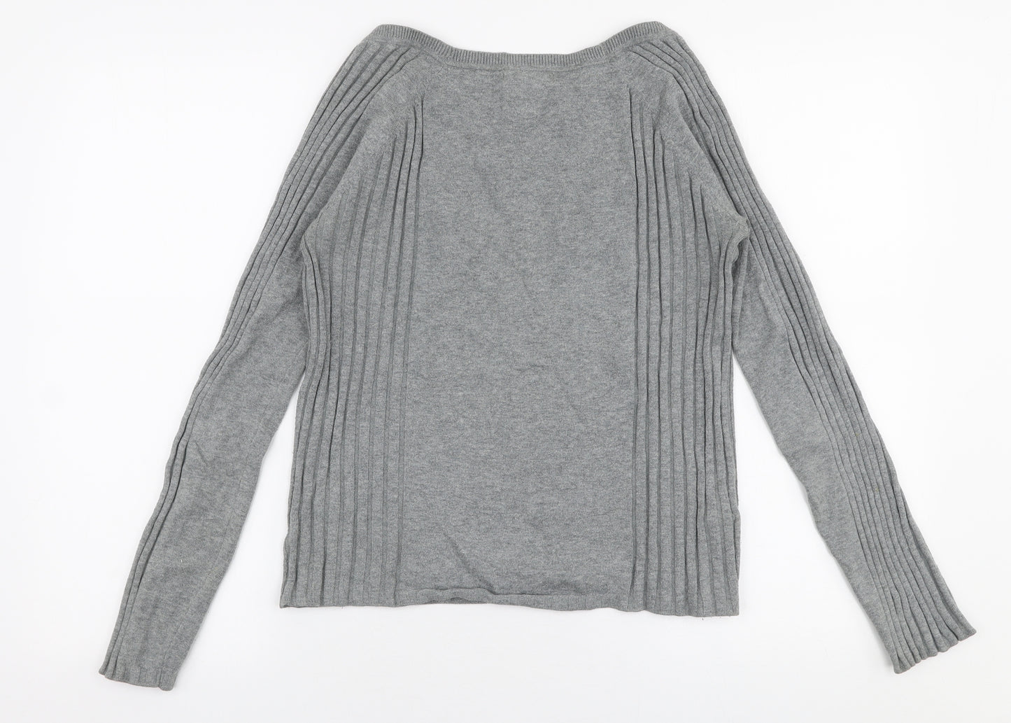 MNG Womens Grey V-Neck  Polyester Pullover Jumper Size XL