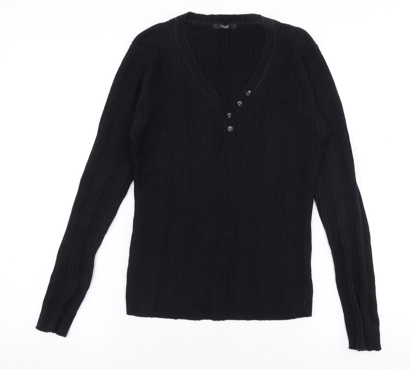 Dunnes Stores Womens Black V-Neck  100% Cotton Pullover Jumper Size 16