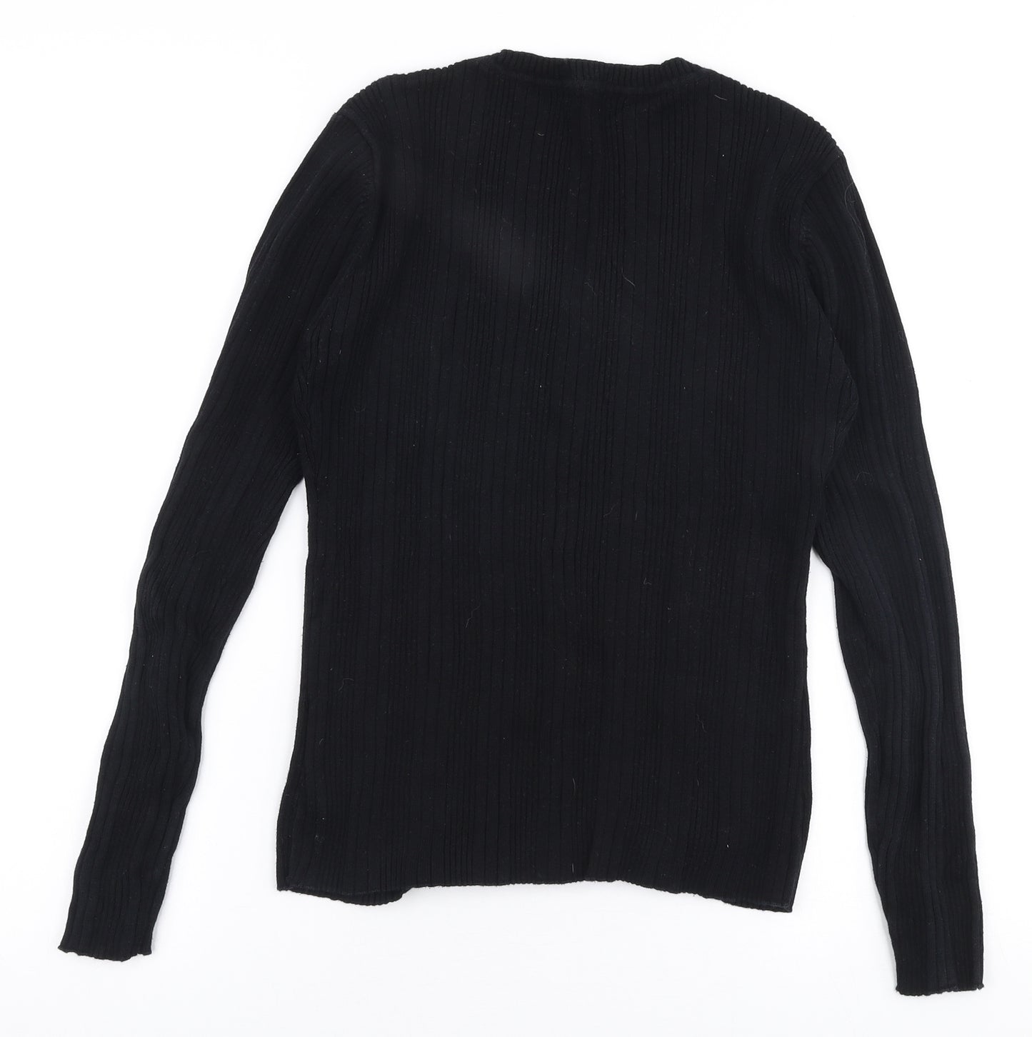 Dunnes Stores Womens Black V-Neck  100% Cotton Pullover Jumper Size 16