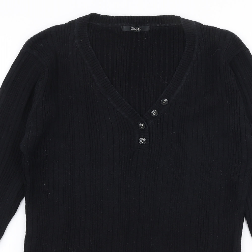 Dunnes Stores Womens Black V-Neck  100% Cotton Pullover Jumper Size 16