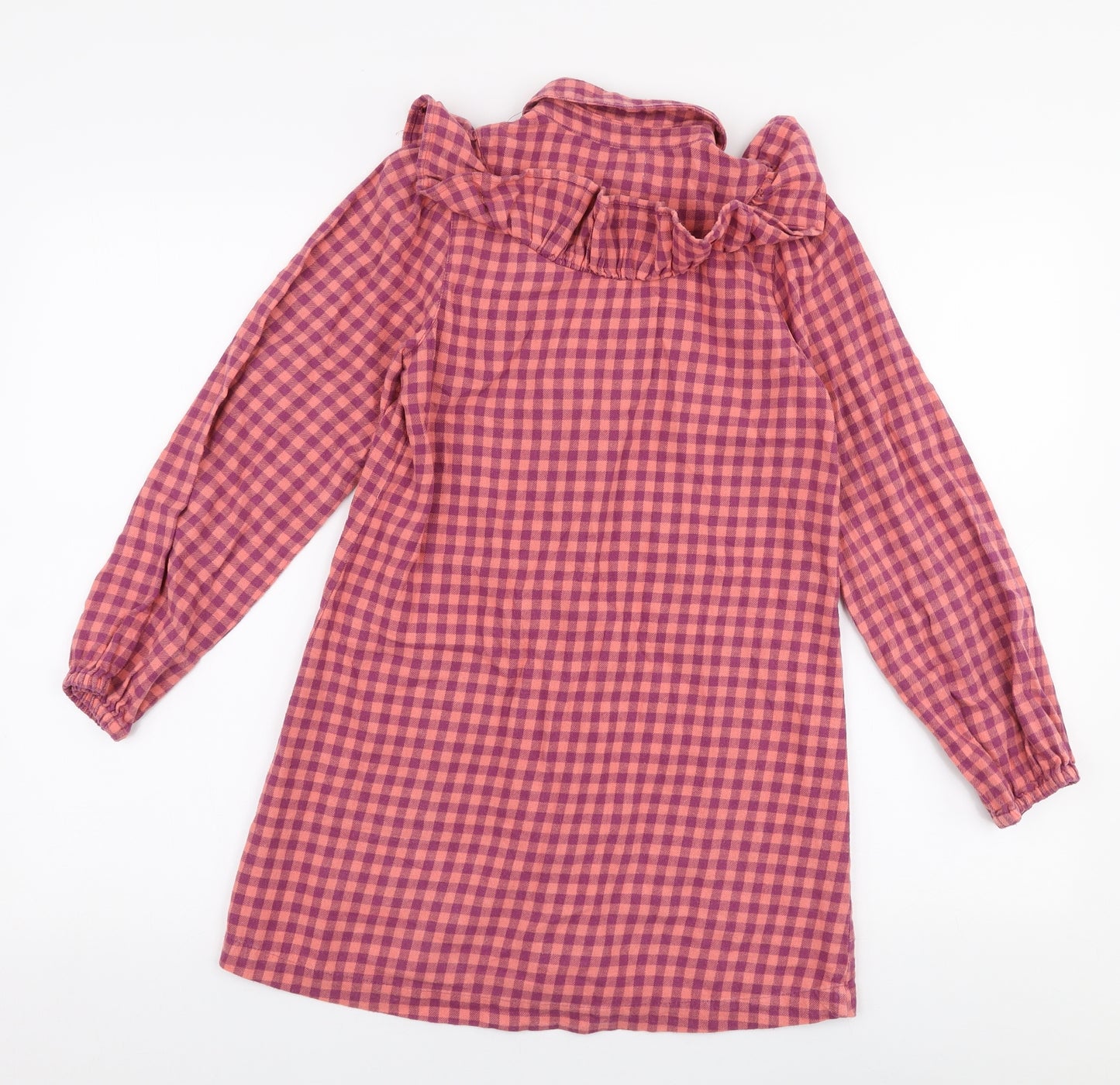 F&F Girls Pink Check 100% Cotton Basic Button-Up Size 10-11 Years Collared Button