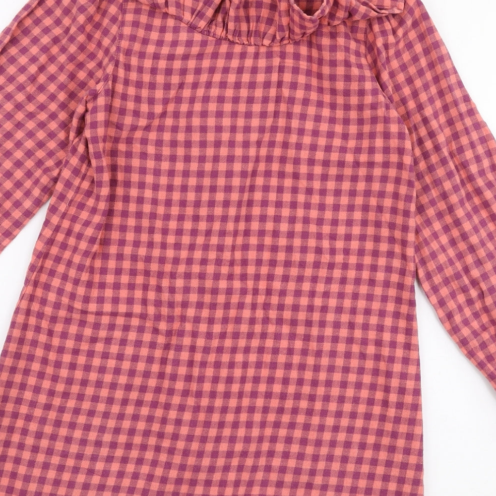 F&F Girls Pink Check 100% Cotton Basic Button-Up Size 10-11 Years Collared Button