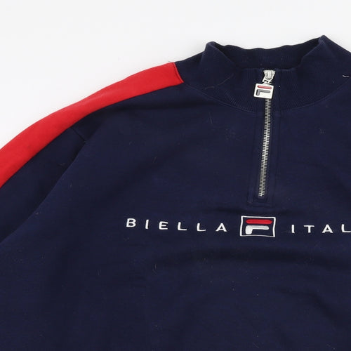 FILA Womens Blue  Cotton Pullover Sweatshirt Size M  Zip