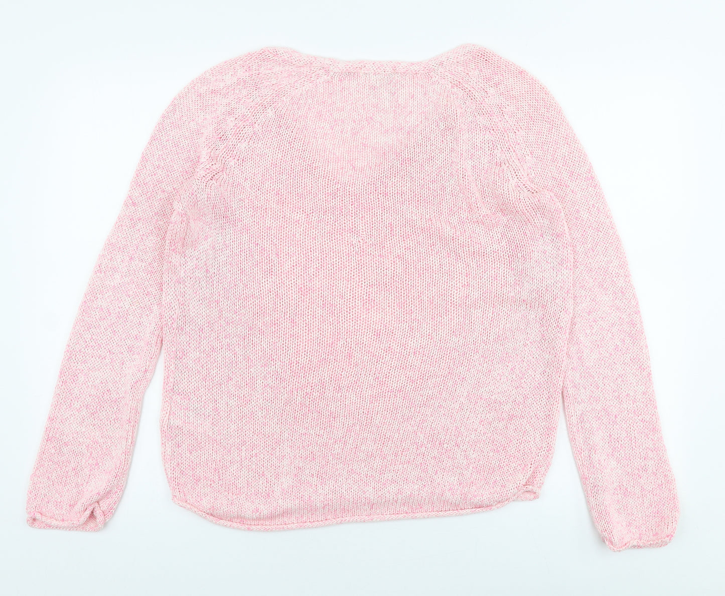 H&M Womens Pink V-Neck  Acrylic Pullover Jumper Size S