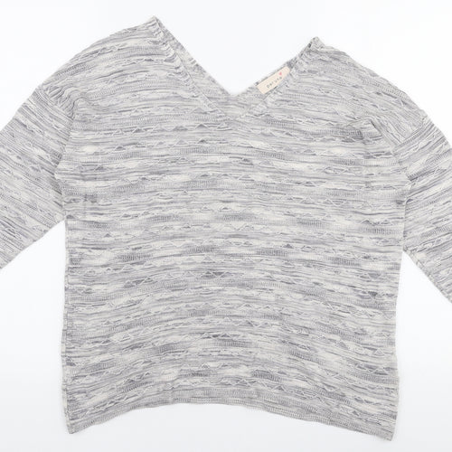 Marks and Spencer Womens Grey V-Neck  Viscose Pullover Jumper Size 14