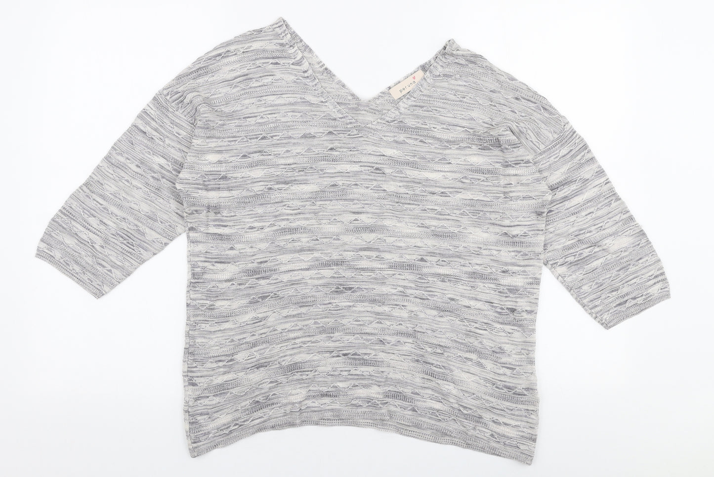 Marks and Spencer Womens Grey V-Neck  Viscose Pullover Jumper Size 14