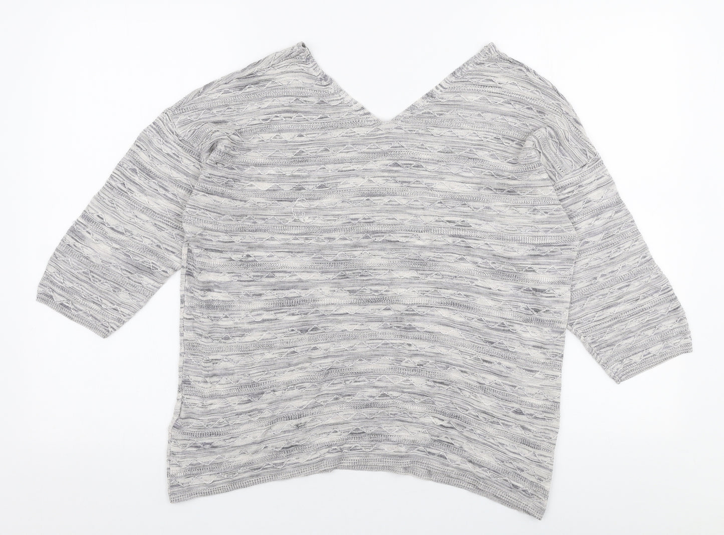 Marks and Spencer Womens Grey V-Neck  Viscose Pullover Jumper Size 14