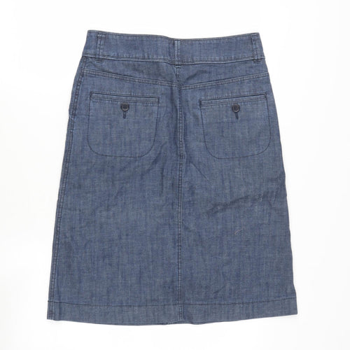 Marks and Spencer Womens Blue  Cotton A-Line Skirt Size 8