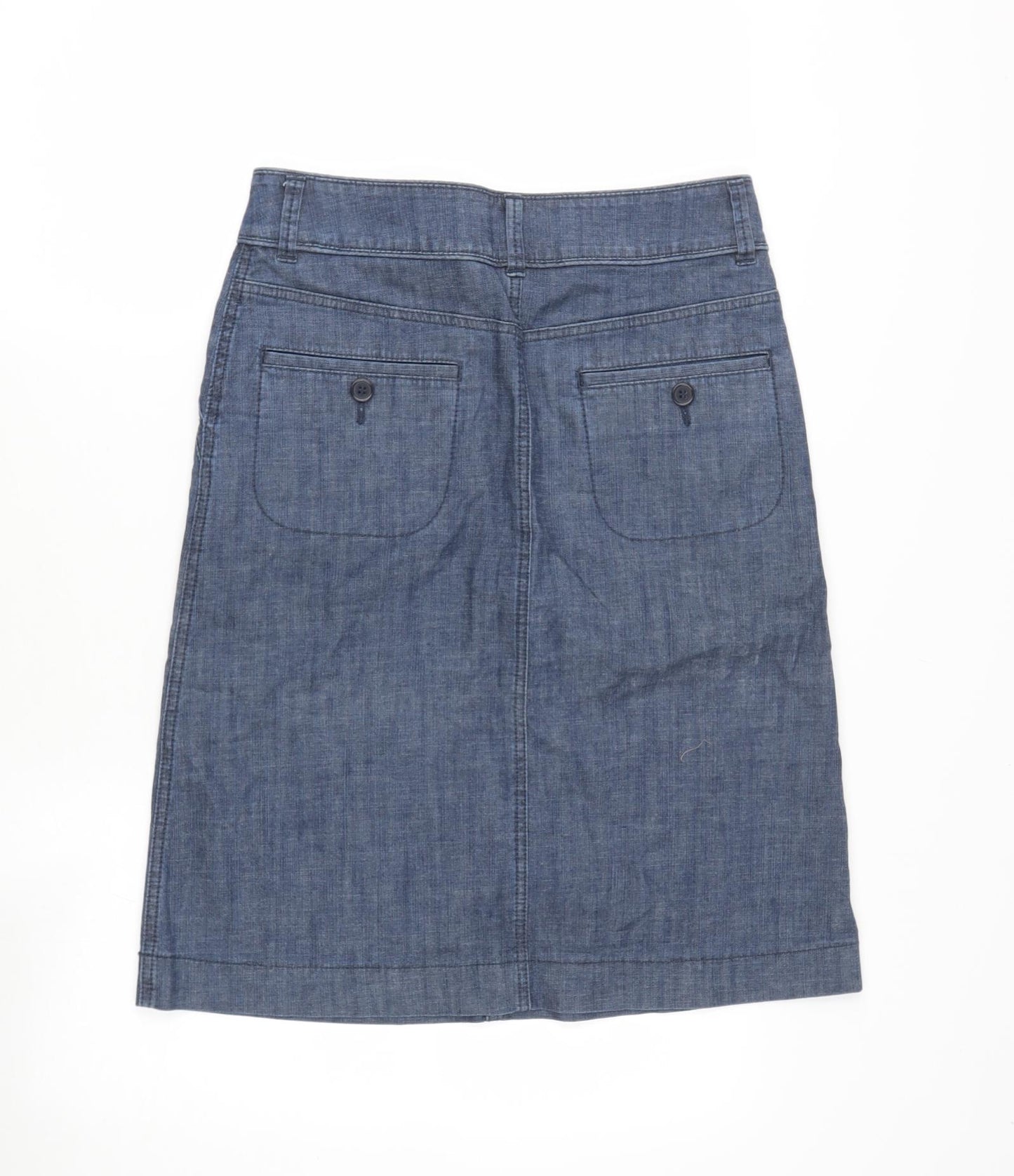 Marks and Spencer Womens Blue  Cotton A-Line Skirt Size 8