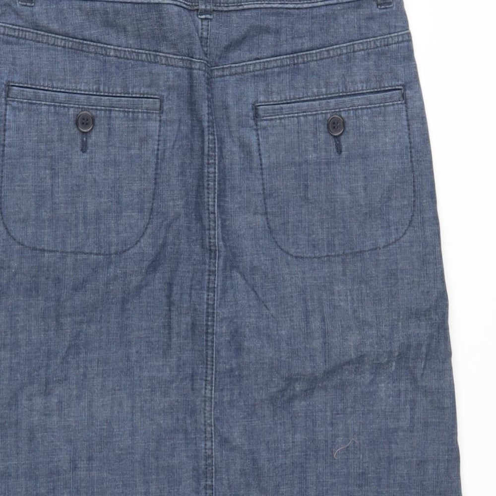 Marks and Spencer Womens Blue  Cotton A-Line Skirt Size 8