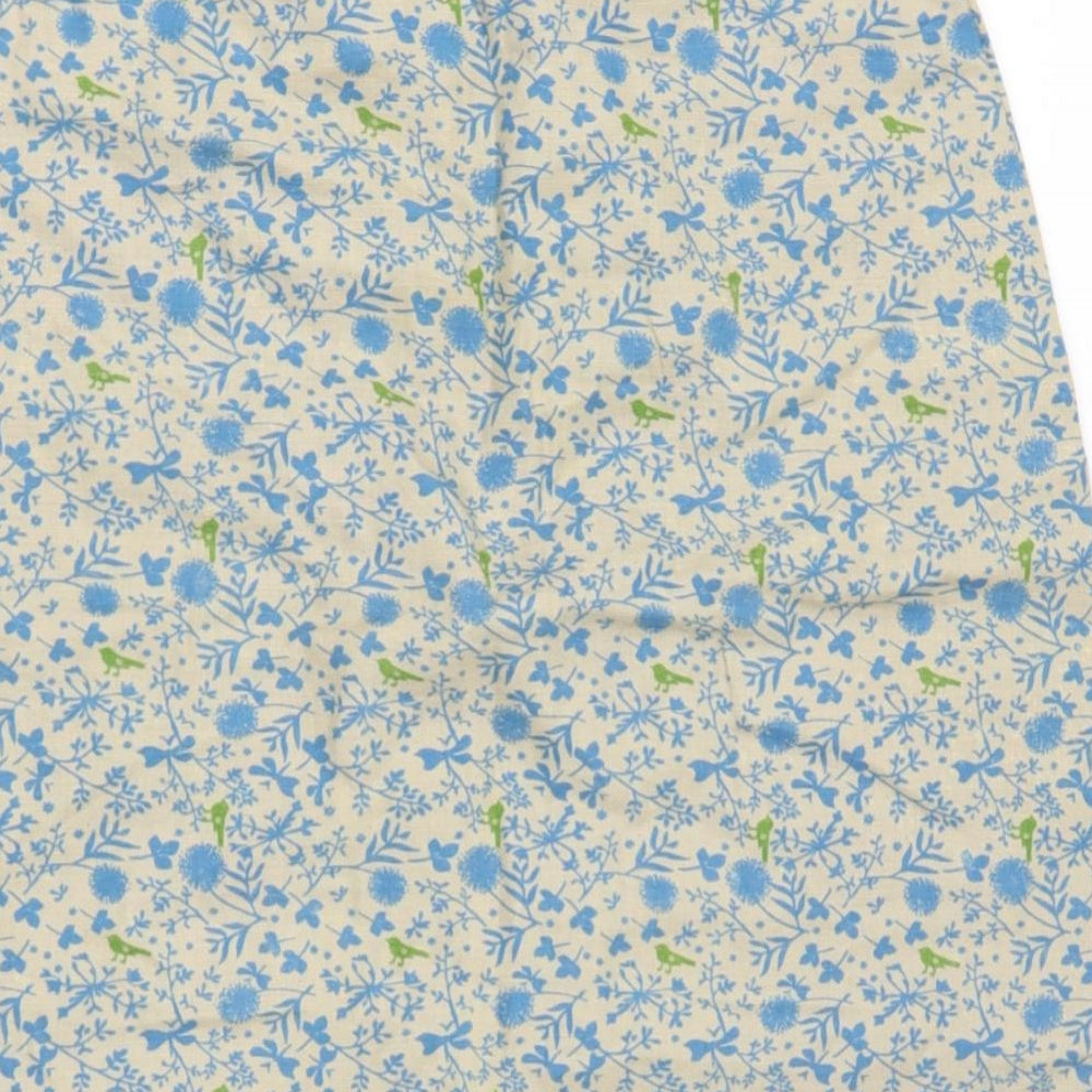 White Stuff Womens Green Floral Linen A-Line Skirt Size 10