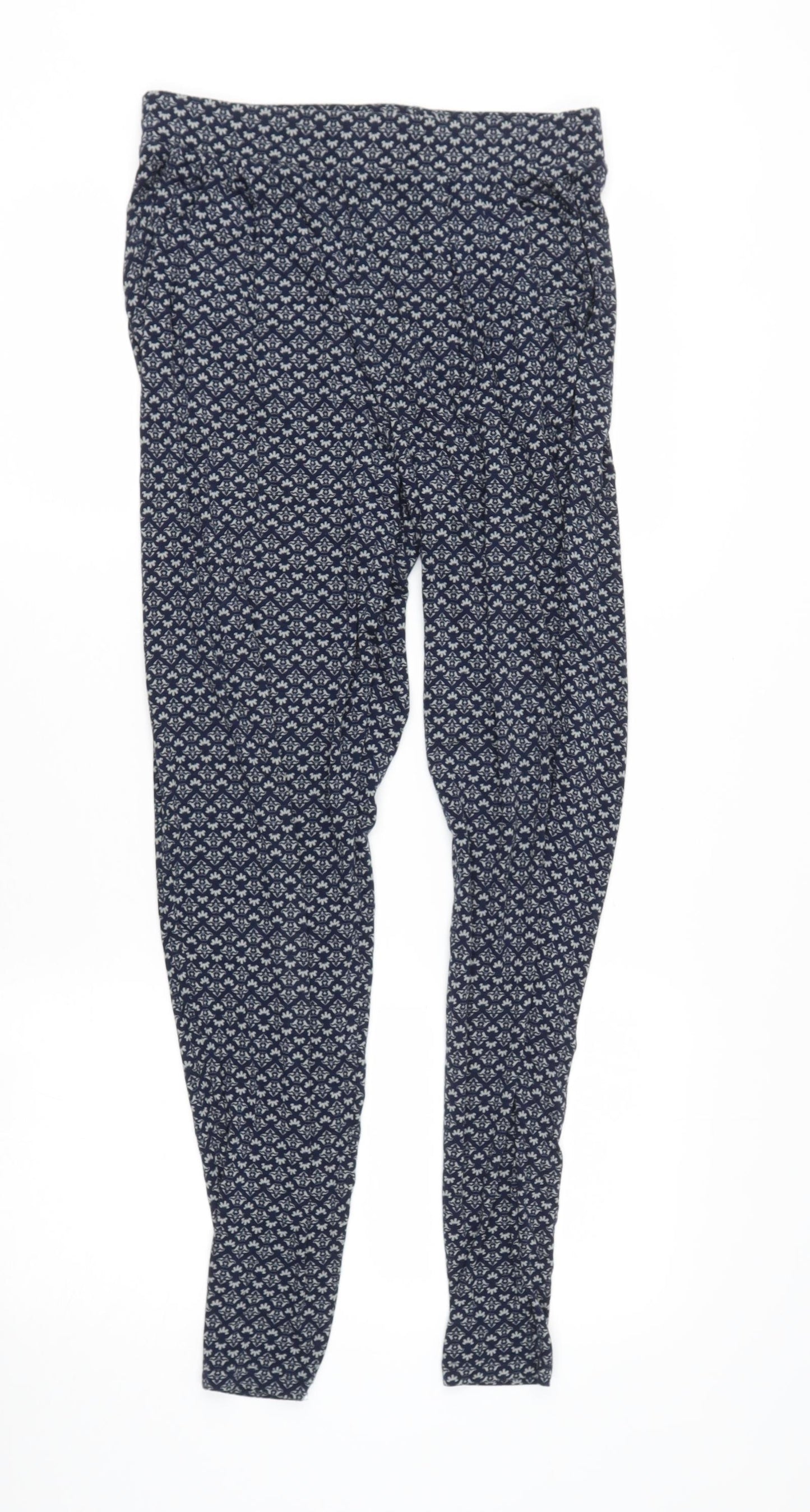 NEXT Womens Blue  Viscose Harem Trousers Size 8 L21 in Regular Drawstring