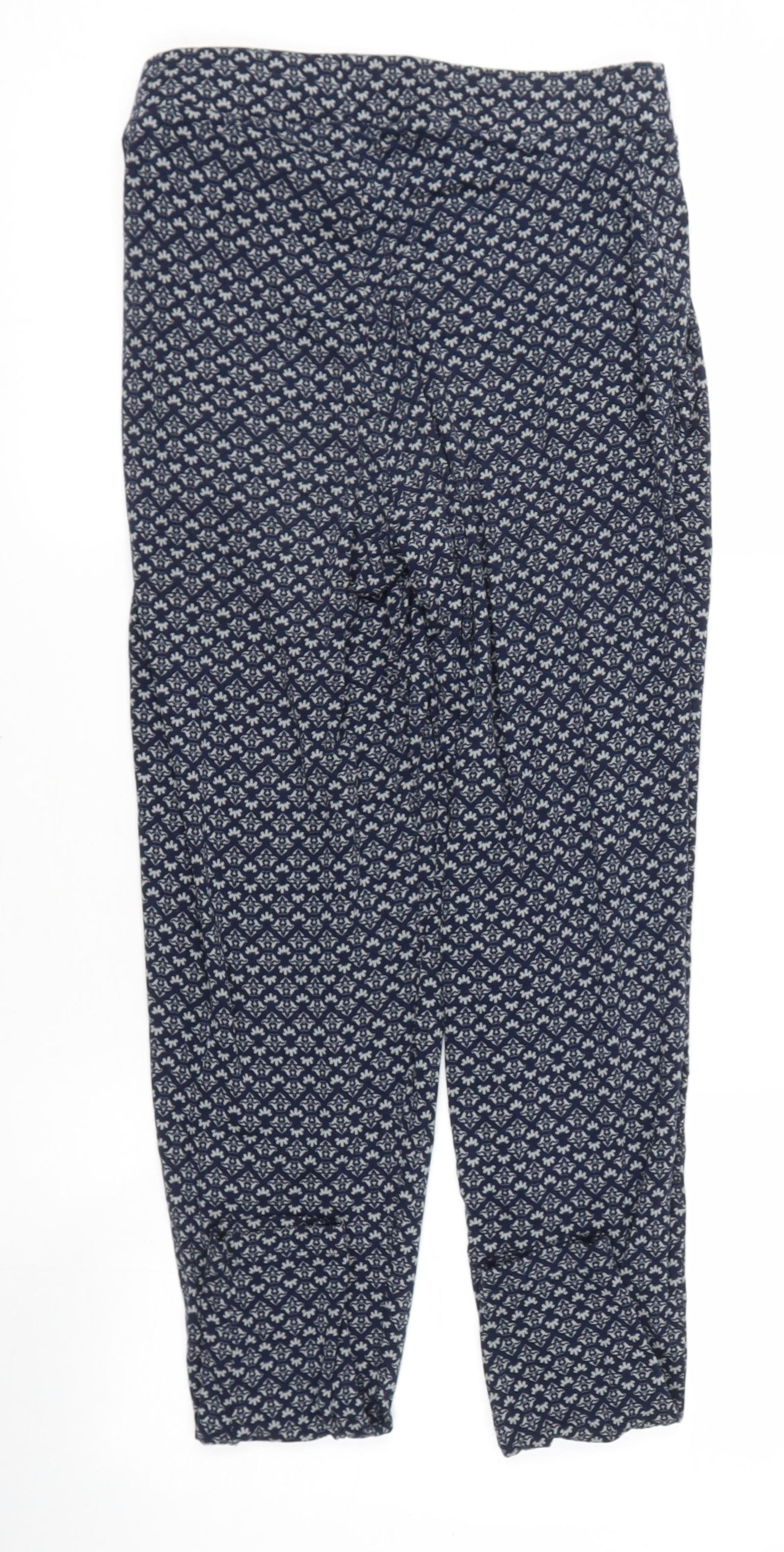 NEXT Womens Blue  Viscose Harem Trousers Size 8 L21 in Regular Drawstring