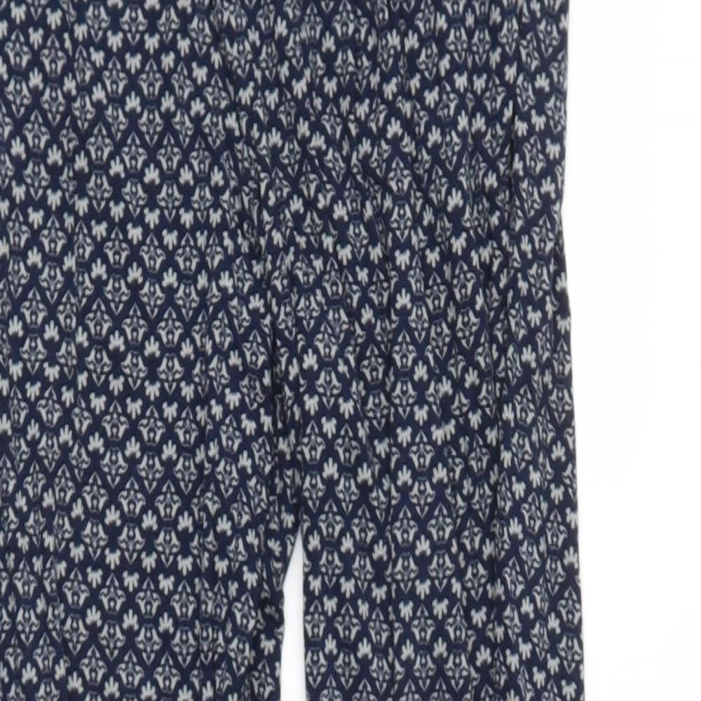 NEXT Womens Blue  Viscose Harem Trousers Size 8 L21 in Regular Drawstring