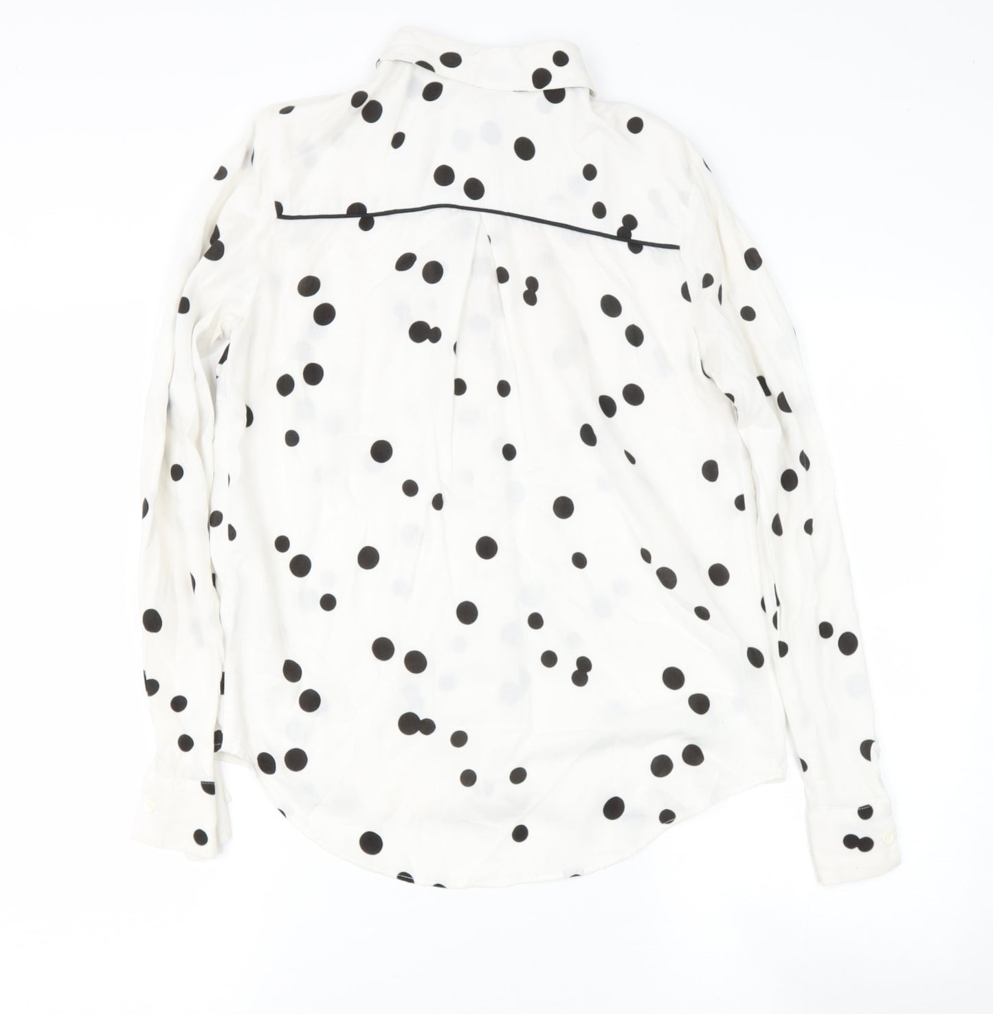 NEXT Womens White Polka Dot Viscose Basic Button-Up Size 8 Collared