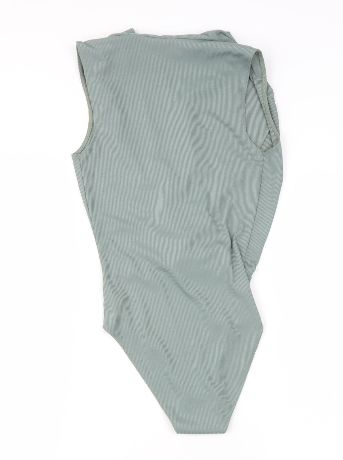Topshop Womens Green  Polyester Basic T-Shirt Size 4 V-Neck