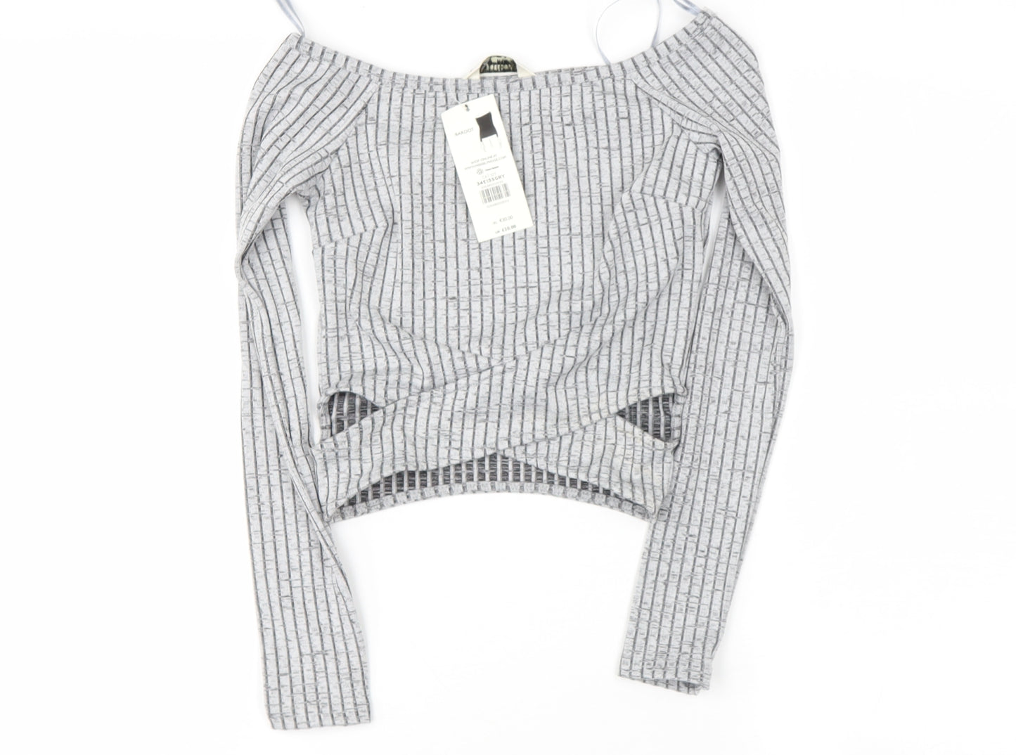 Miss Selfridge Womens Grey  Polyester Basic T-Shirt Size 4 Boat Neck