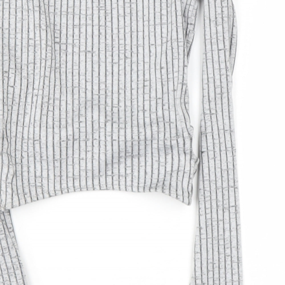 Miss Selfridge Womens Grey  Polyester Basic T-Shirt Size 4 Boat Neck