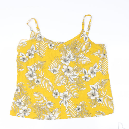 tesco Womens Yellow Floral Viscose Camisole Blouse Size 18 V-Neck