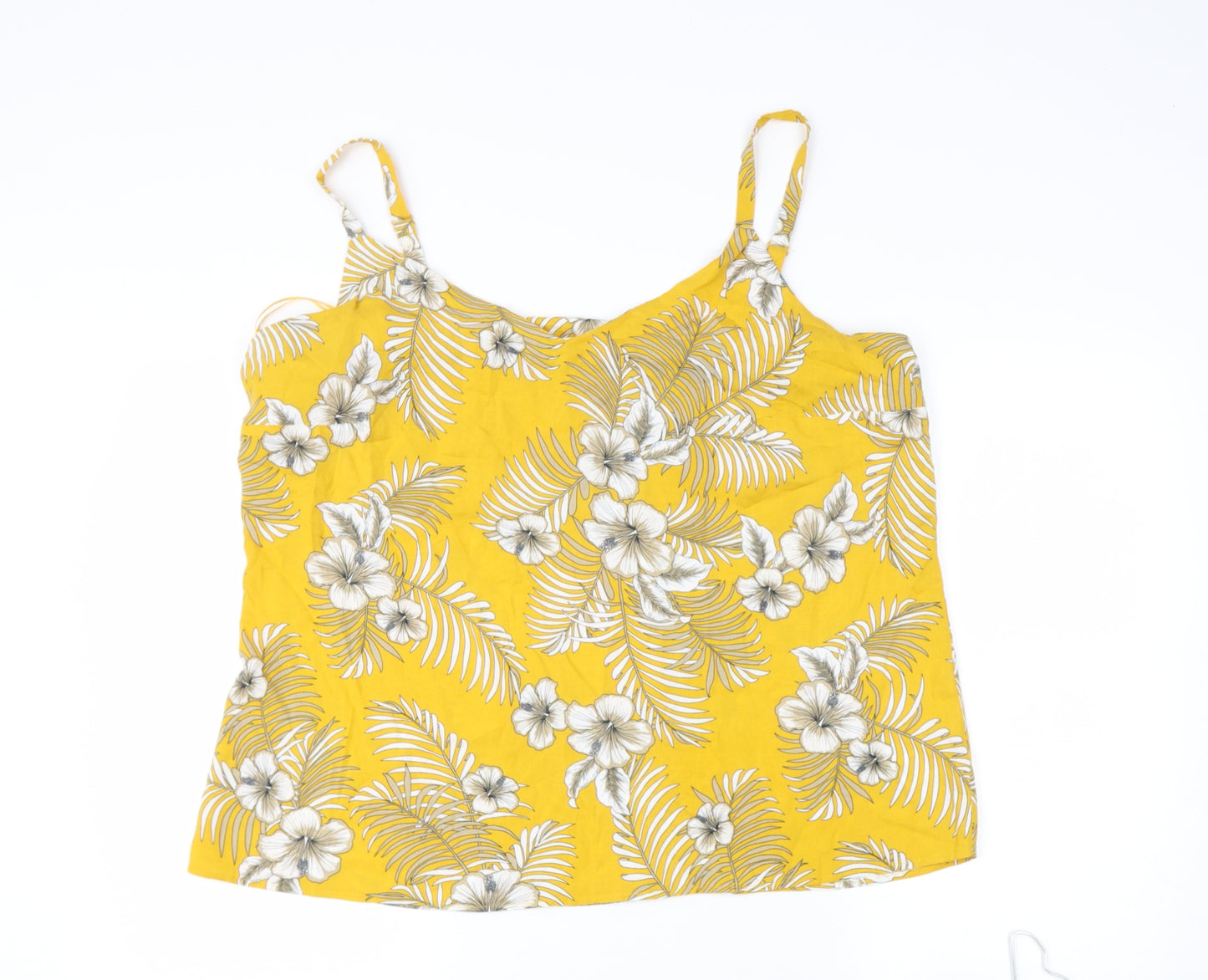 tesco Womens Yellow Floral Viscose Camisole Blouse Size 18 V-Neck