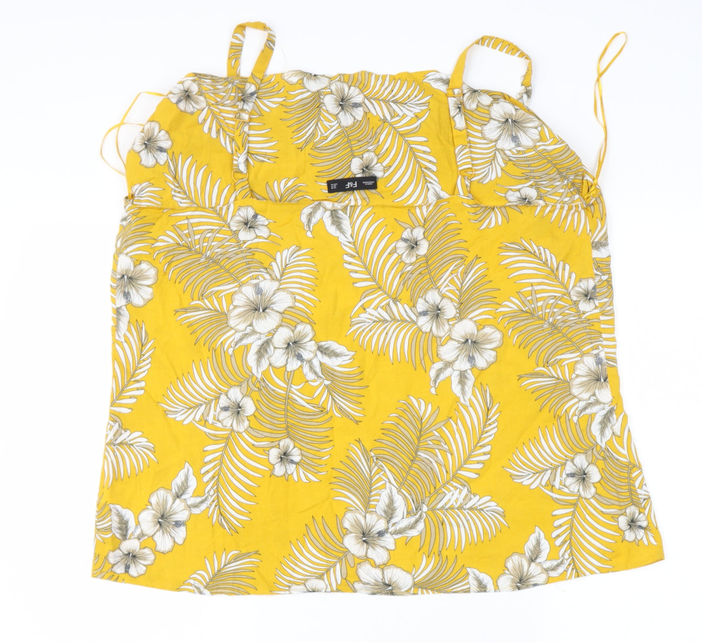 tesco Womens Yellow Floral Viscose Camisole Blouse Size 18 V-Neck